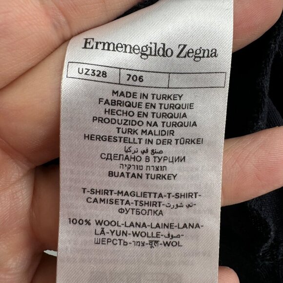 Ermenegildo Zegna Navy Blue Wool High Performance Crew Neck T-Shirt XL - Picture 8 of 10